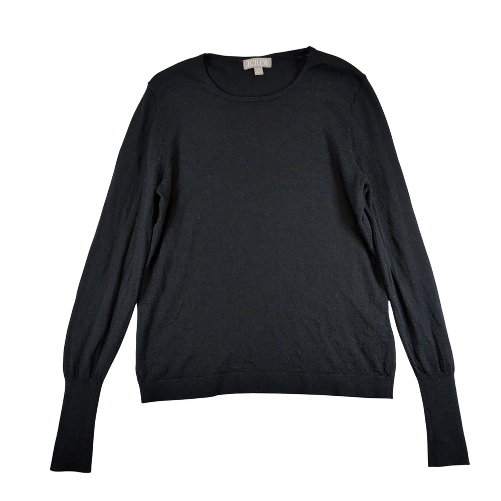 J.Crew Womens Black 100% Merino Wool Crew Neck Sweater BJ593 Size Small